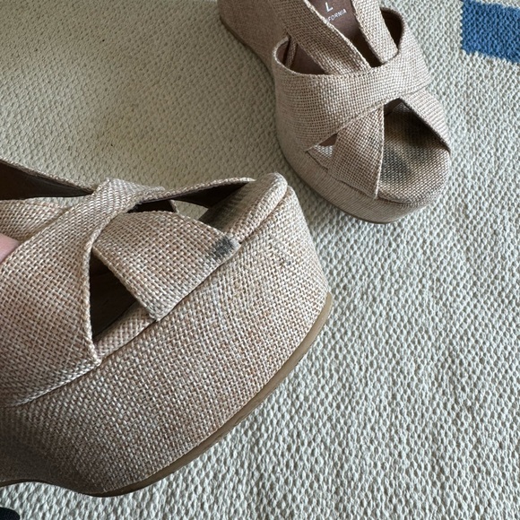 Jeffrey Campbell Ibiza Light Pink Woven Platform Wedge Sandals - Picture 3 of 7